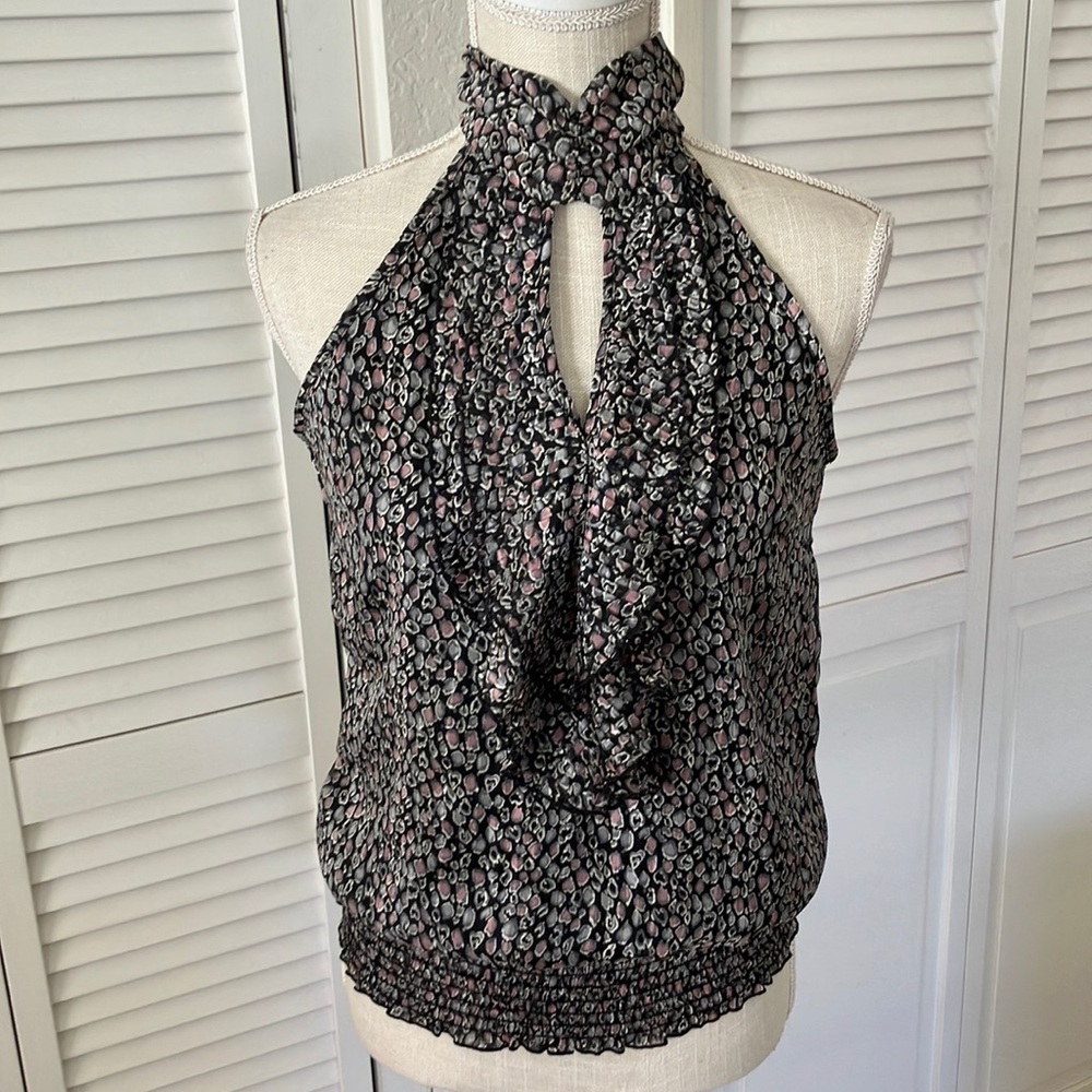 Grass Collection Black Gray and Pink Patterned Blouse size‎ Small like new